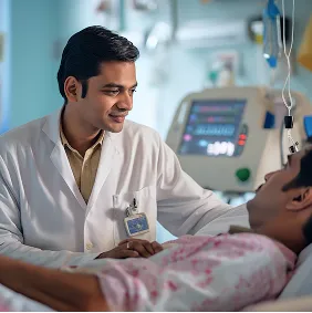 a nurse checking patient