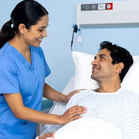 nurse talking to patient