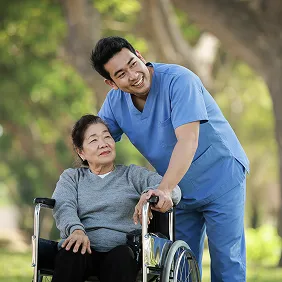 nurse helping patient